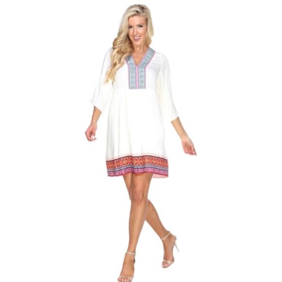 WHITE MARK Gabrielle Embroidered Dress Size Medium - Picture 1 of 10